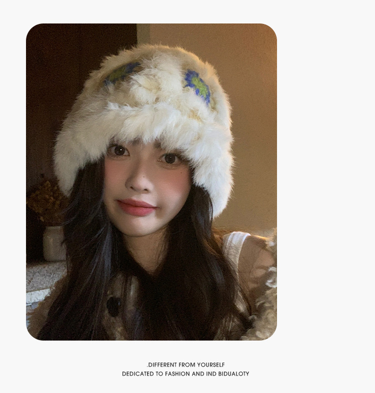兔毛醒狮帽子女秋冬可爱保暖毛绒渔夫帽百搭显脸小水桶毛茸茸盆帽详情17