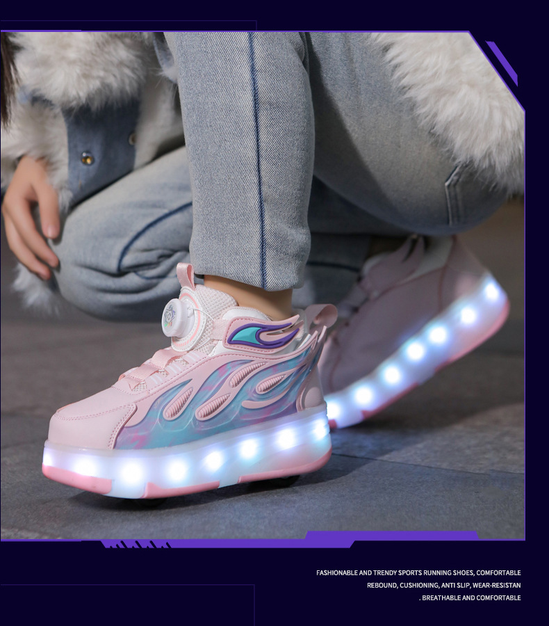 男童滑轮运动鞋轮滑鞋带灯四轮透气女童爆走鞋详情27