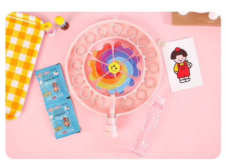 儿童手持风车泡泡棒男孩女孩户外玩具吹泡泡拍照道具泡泡机泡泡液详情5