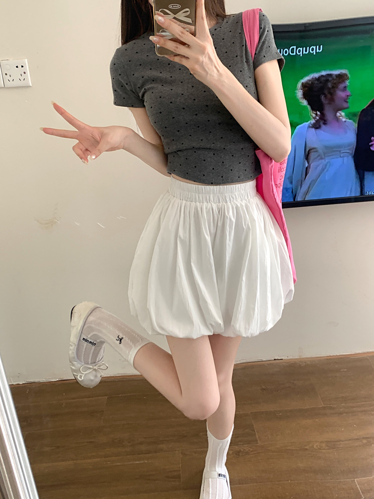 Douyin quality white flower bud short skirt for women 2025 summer new A-line skirt, elegant and versatile, puffy skirt pants pic 15