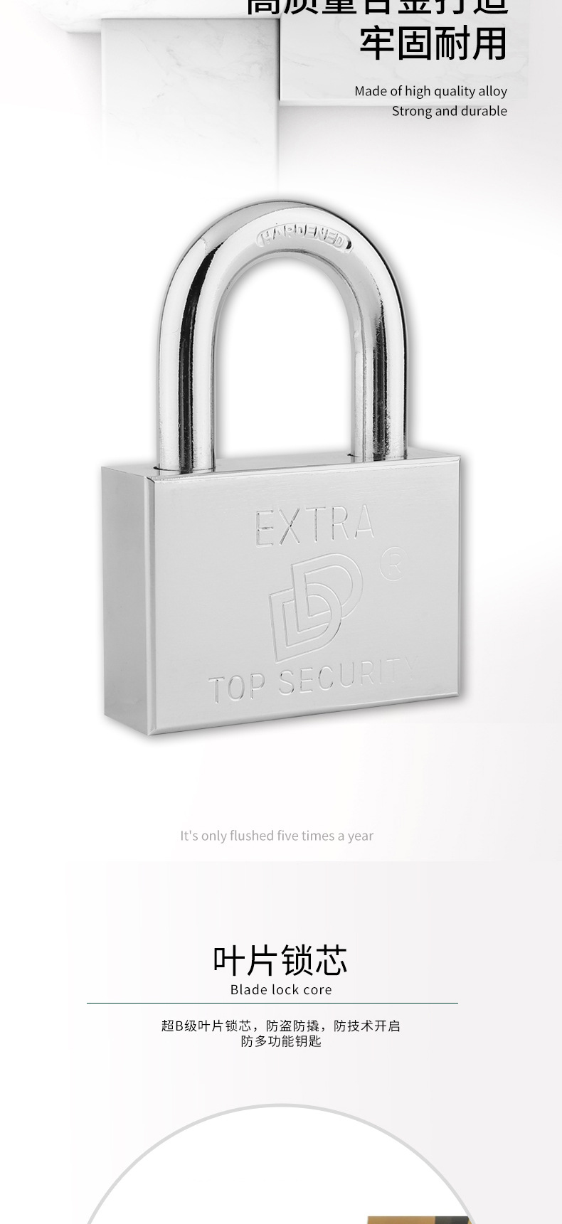 Factory wholesale iron padlocks, stainless steel imitation square blade locks, chrome-plated locks, open and open exterior anti-theft and anti-picking chains pic 4