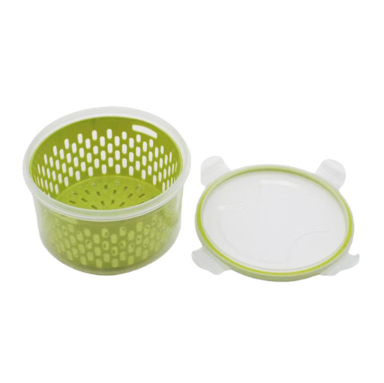 厂家直销大容量圆形保鲜盒三件套沥水篮收纳盒家用透明压盖果蔬盒详情7