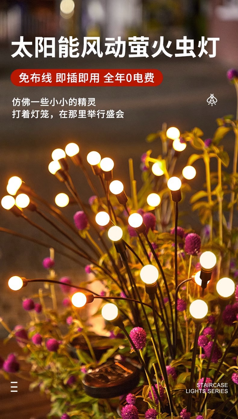 New Year decorative lawn lights, firefly outdoor lights, villa atmosphere, internet-famous New Year welcoming lights, solar decorative lights pic 1