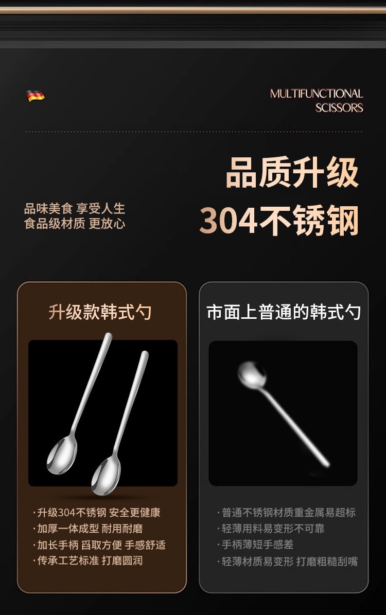 ♔304不锈钢勺子家用餐具韩式勺吃饭汤勺长柄加厚调羹咖啡搅拌圆详情9