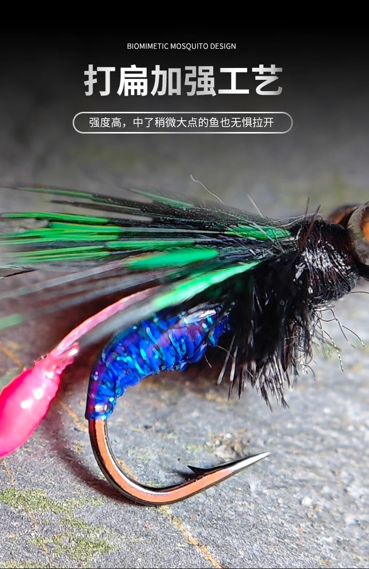响尾蛇毒蚊飞蝇钩双钩线钓组微物路亚饵白条马口翘嘴瓜子亮片鱼钩详情9