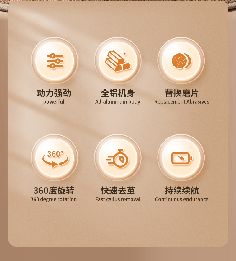 电动修脚器去脚皮死皮老茧磨脚皮神器金属机身充电耐用磨脚器磨砂详情2