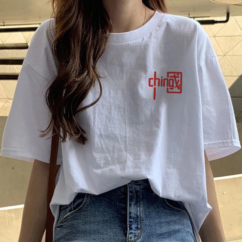 2024新款t恤女士短袖白色印花夏季圆领上衣短袖T恤衫潮流百搭打底详情17