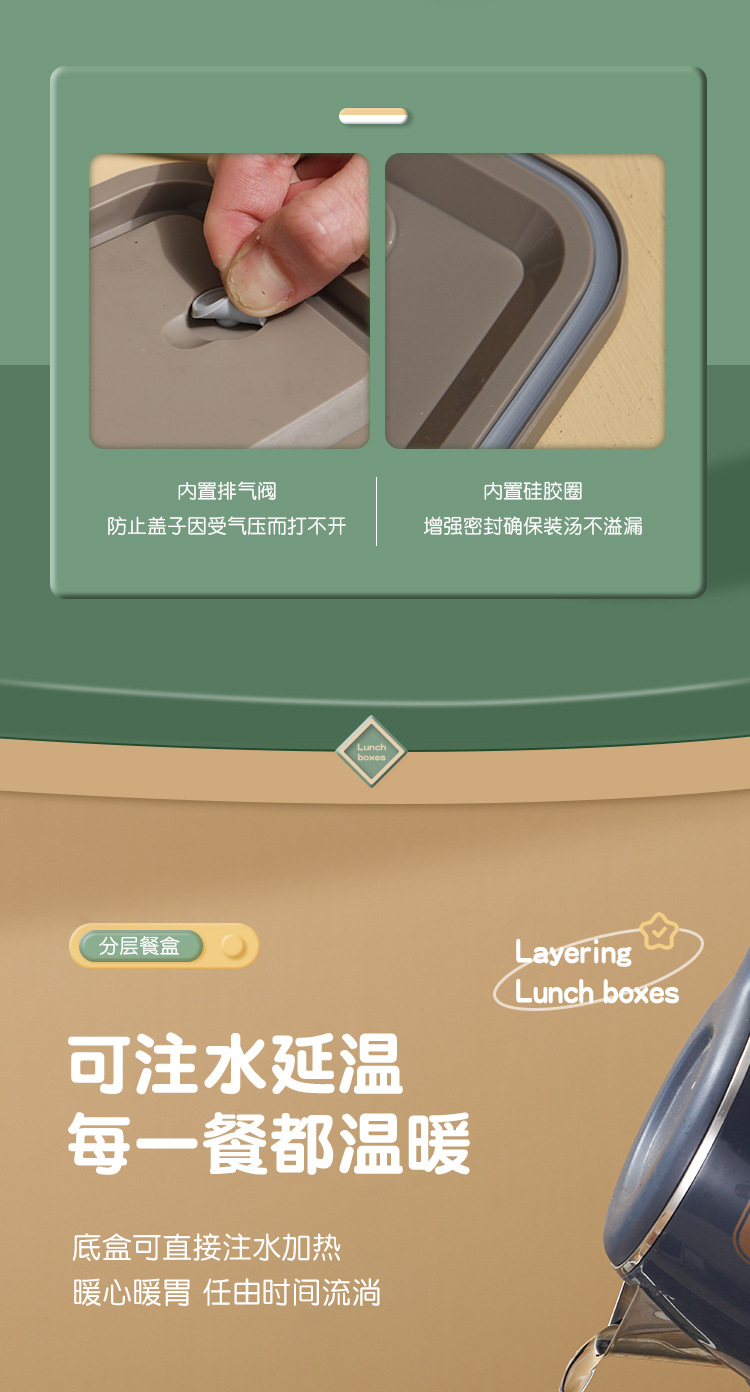 304不锈钢保温饭盒防漏密封学生手提多层便当盒午餐盒微波炉加热详情7