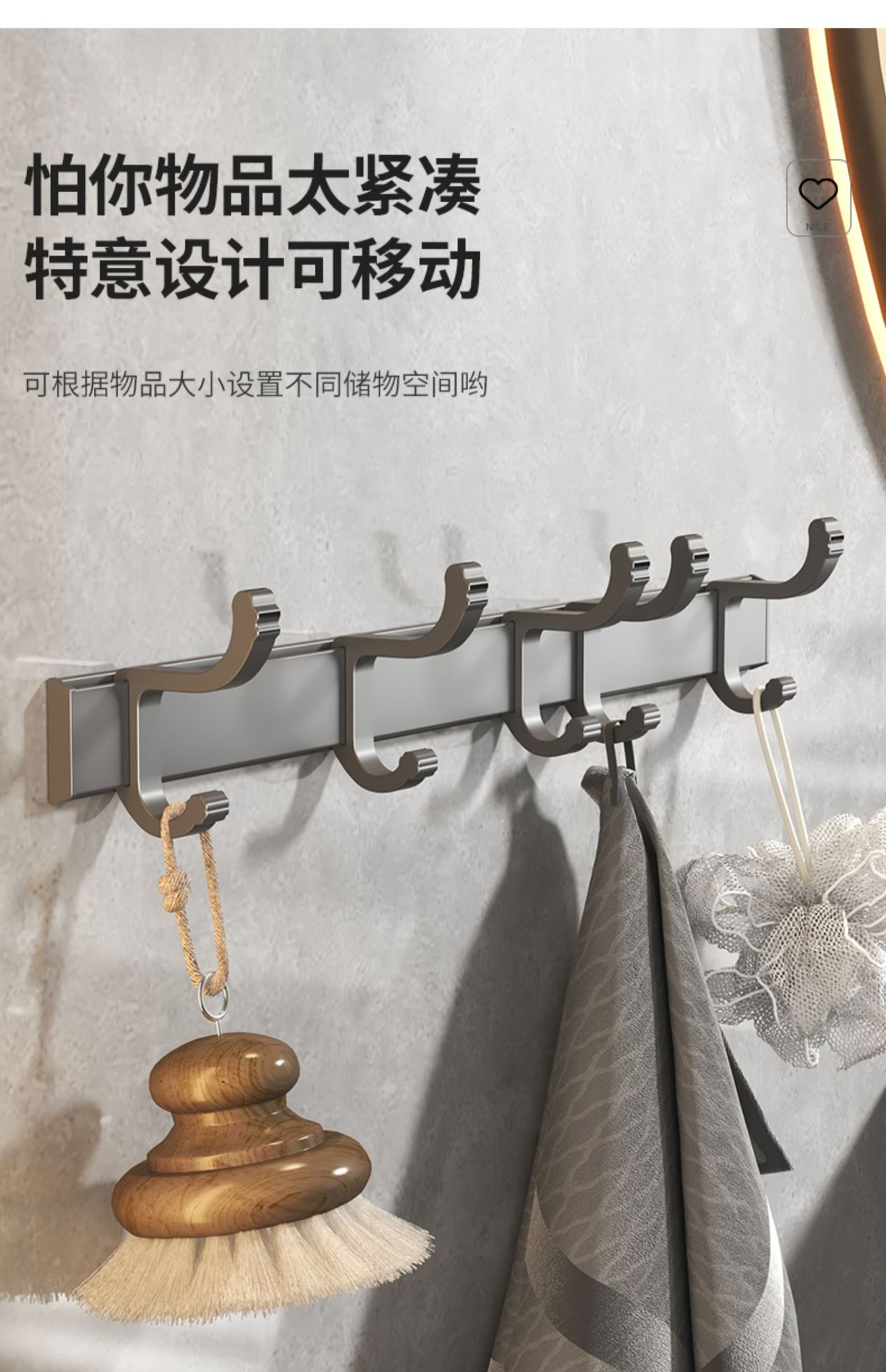 Gun gray folding bath towel rack, non-drilling bathroom storage rack, multi-functional bathroom toilet towel rack storage pic 37