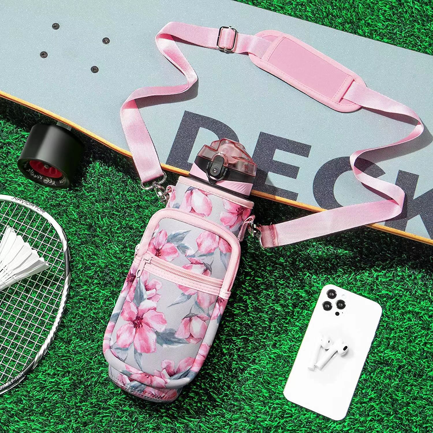 Wholesale SBR diving material outdoor sports water bottle cup covers, hand-held shoulder strap portable thermos flask protective covers from the manufacturer pic 13