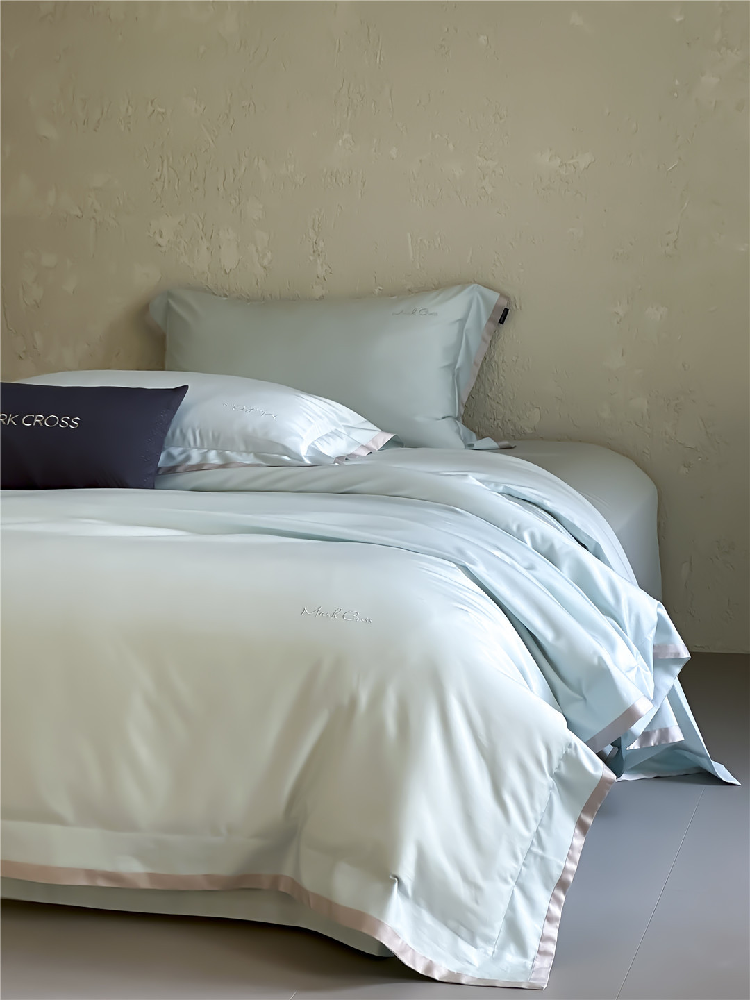 Minimalist style 100-count ultra-fine denier Tencel cotton four-piece set, high-end and silky smooth naked sleeping grade bedding pic 9