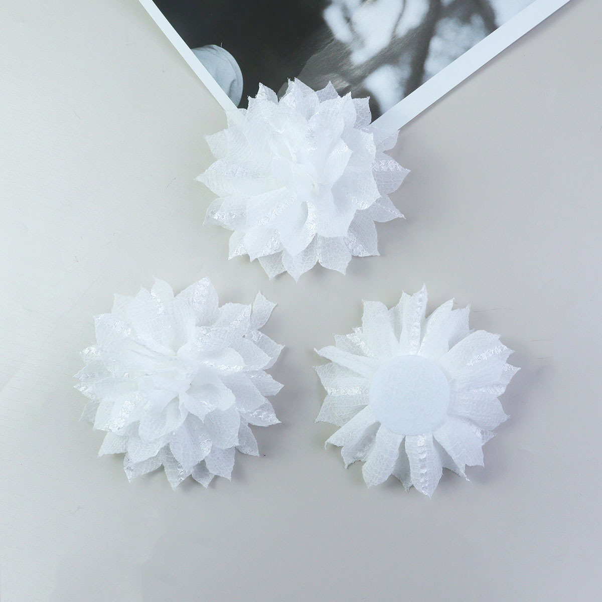 12CM压皱纹理小清新爪子花朵元素服装辅料鞋花配件钥匙扣配饰饰品详情3