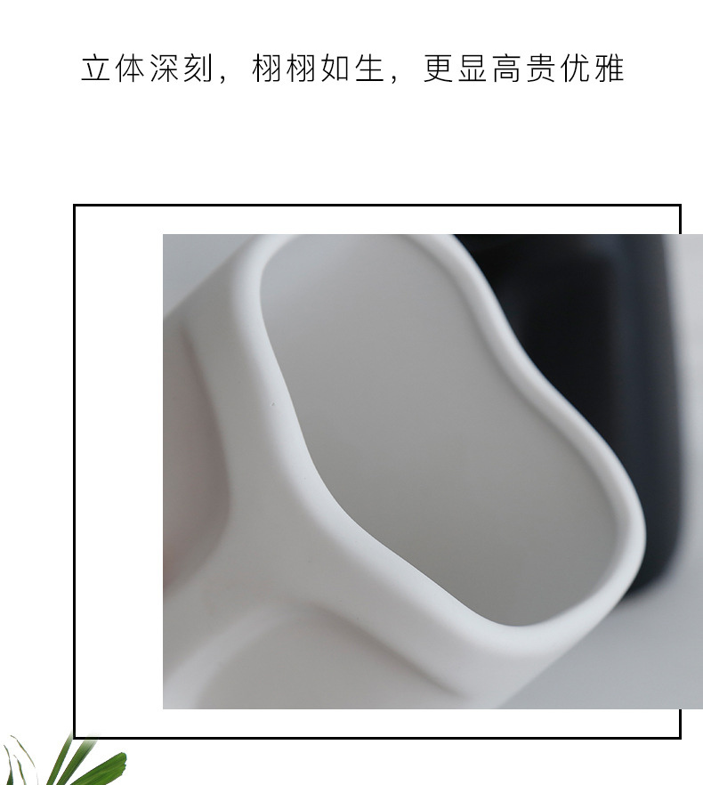 2026 Nordic creative simple black and white Ceramic vase, InS-style living room dried flower arrangement, face art decorative item pic 17