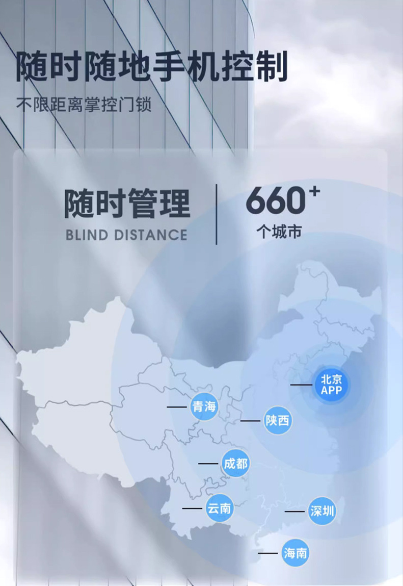 智能门锁铝合金通通锁公寓防盗门刷卡锁民宿APP远程指纹密码锁详情10