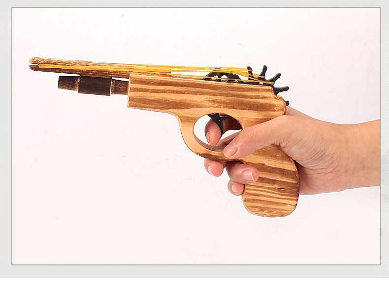热销木质打皮筋枪橡皮筋13号小双管木抢短枪怀旧玩具工艺品详情12