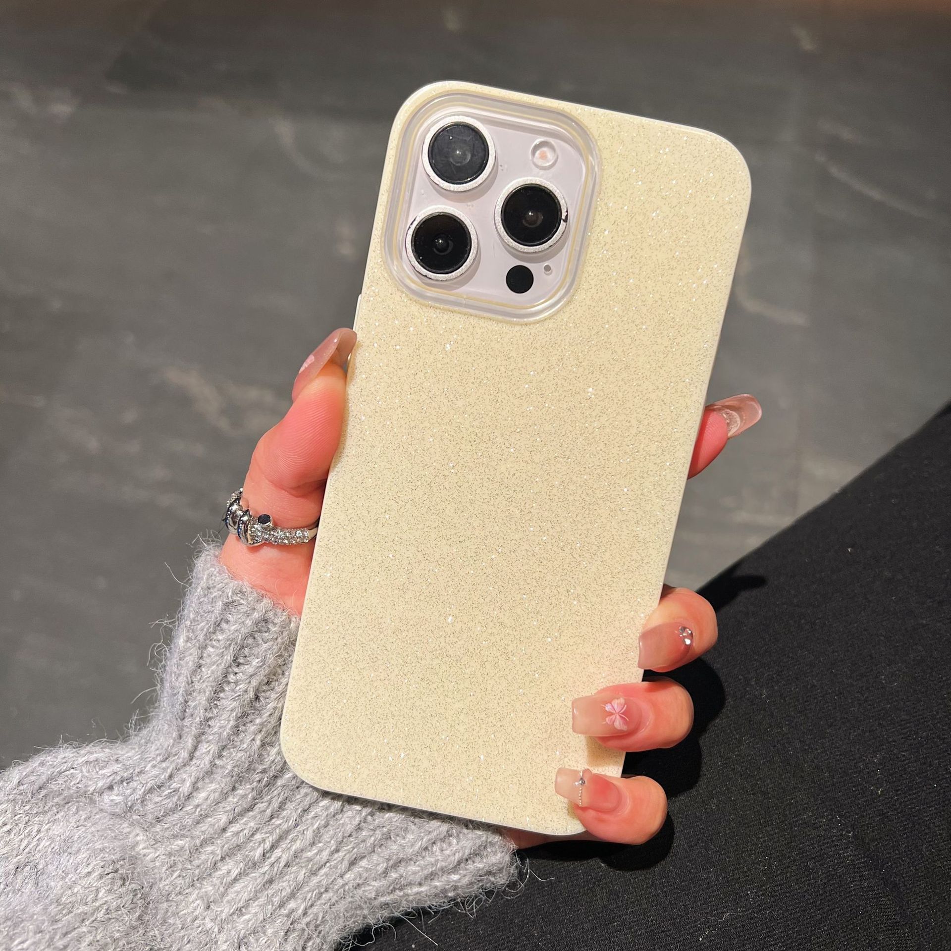 适用iphone16跨境新款散粉手机壳简约纯色高级苹果15手机保护套详情7