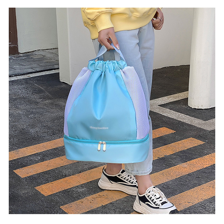 抽绳束口双肩包健身包干湿分离训练运动包洗漱包户外旅行游泳包详情13