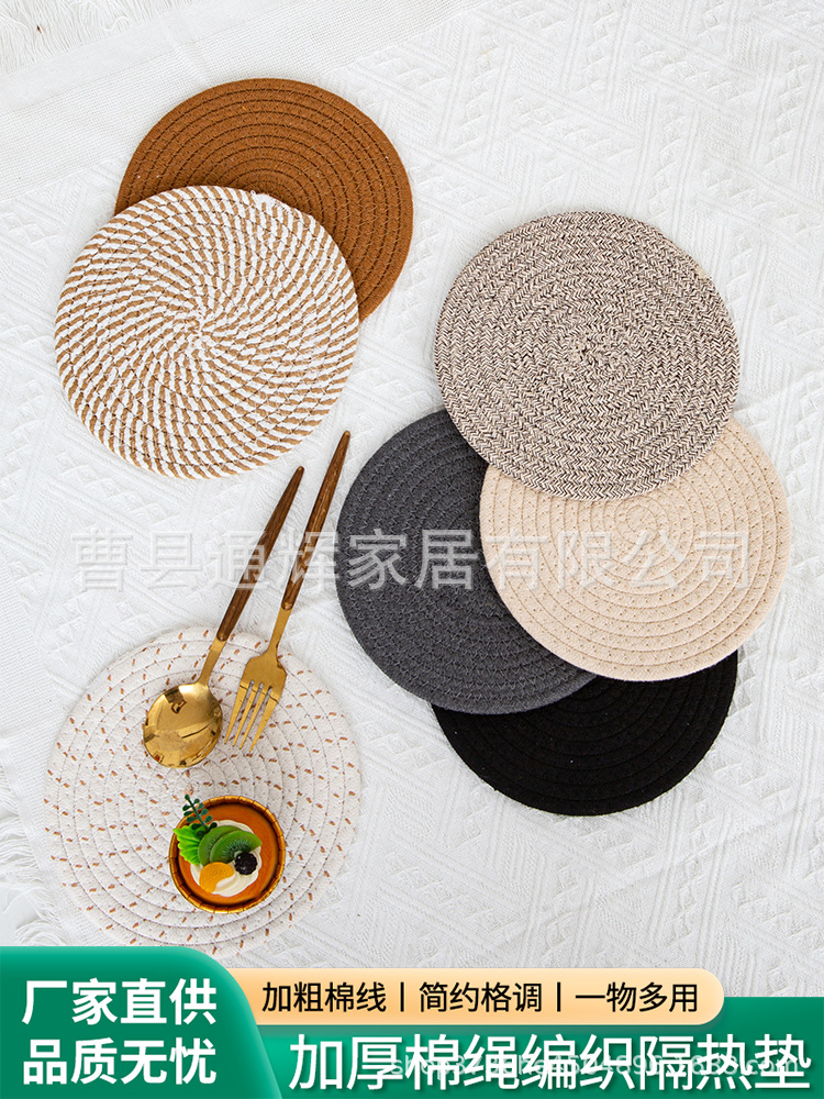 碗垫隔热餐垫圆形麻编织杯垫隔热盘垫装饰道具垫子家用防烫锅垫详情42