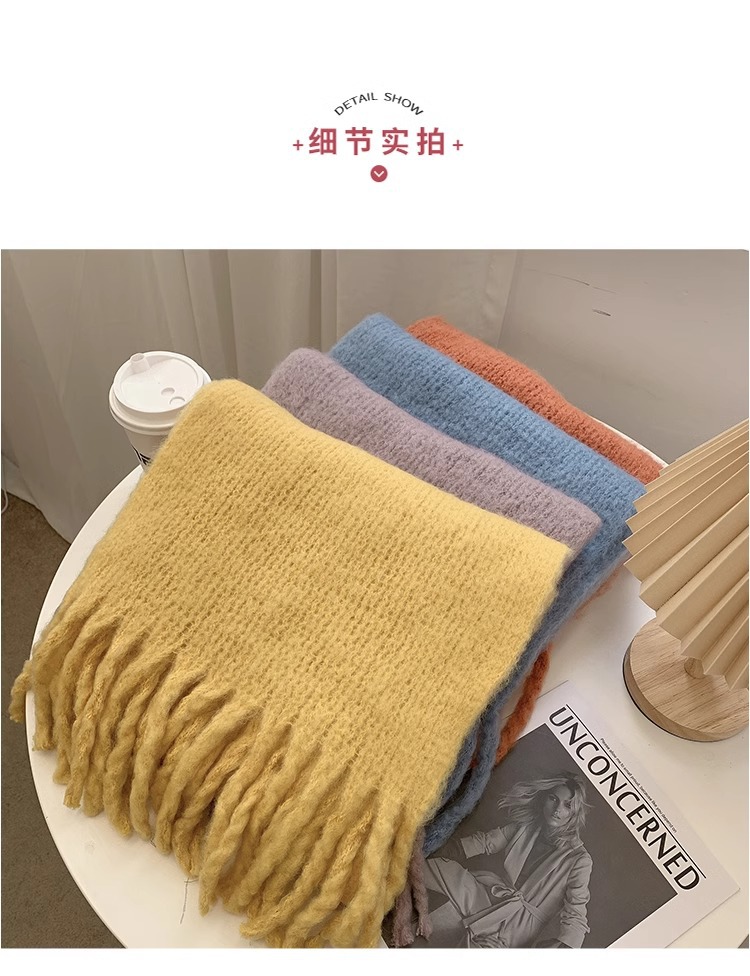 韩版纯色针织毛线围巾女秋冬季保暖ins学生软妹情侣款百搭围脖男详情13