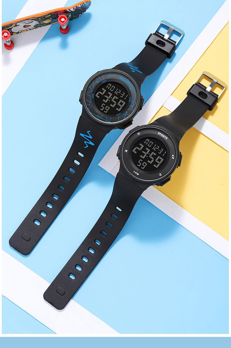 Electronic watch for male high school and junior high school students, simple and trendy, waterproof, luminous, sports, multi-functional alarm clock pic 16