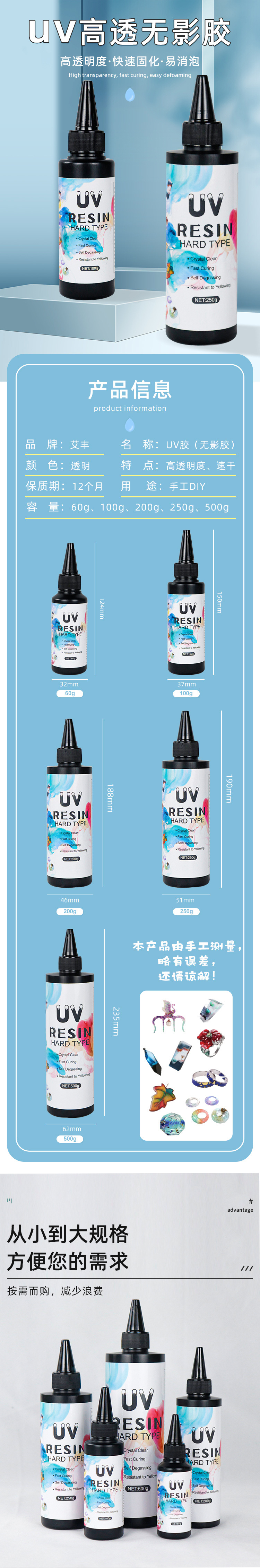 Cross-border Amazon UV glue, DIY handcrafted crystal drop glue, resin drop glue, high transparency, anti-yellowing, invisible glue pic 1