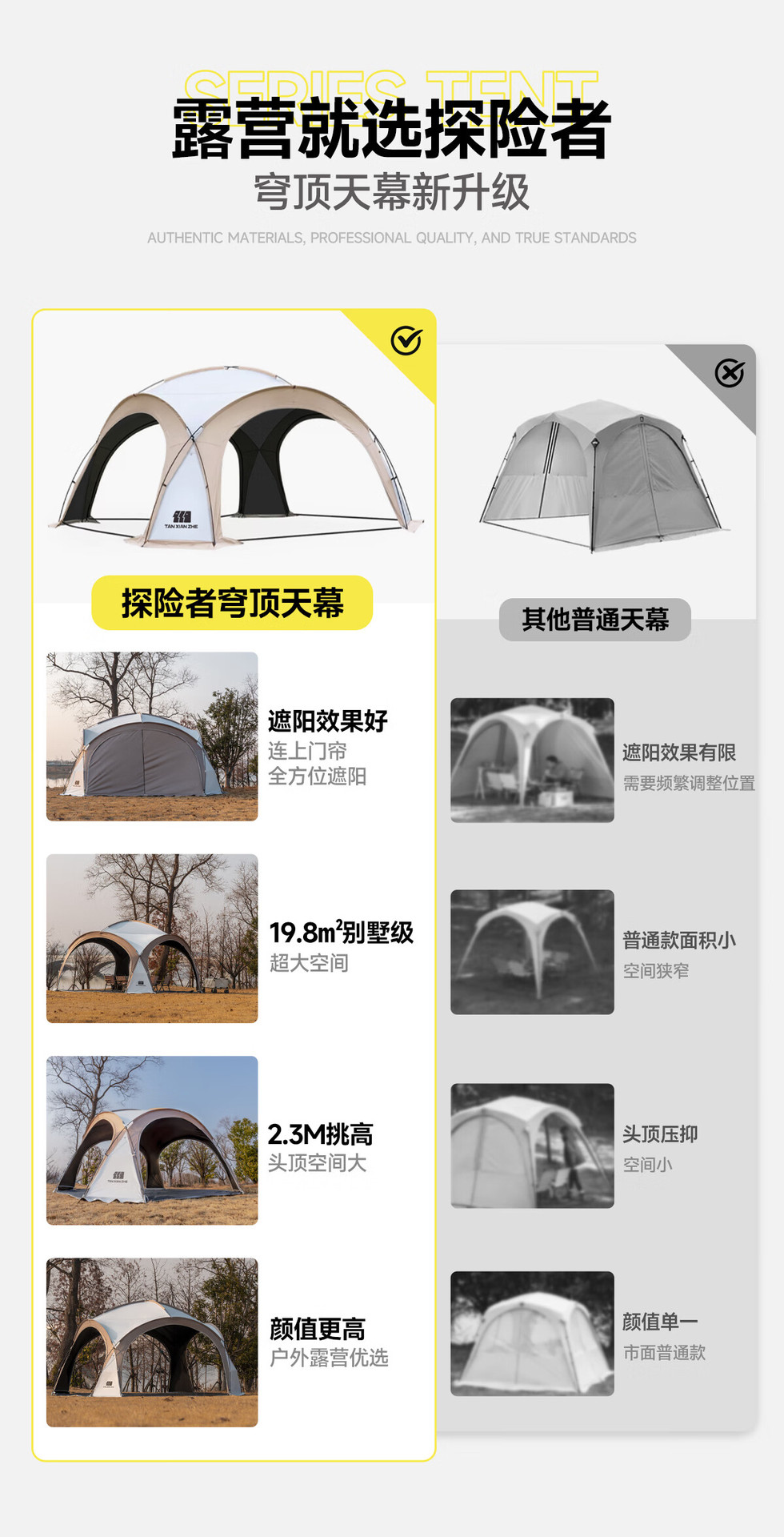 Explorer Black Rubber dome canopy tent, outdoor rainproof overnight camping equipment, full set of sun protection and sunshade canopy pic 4