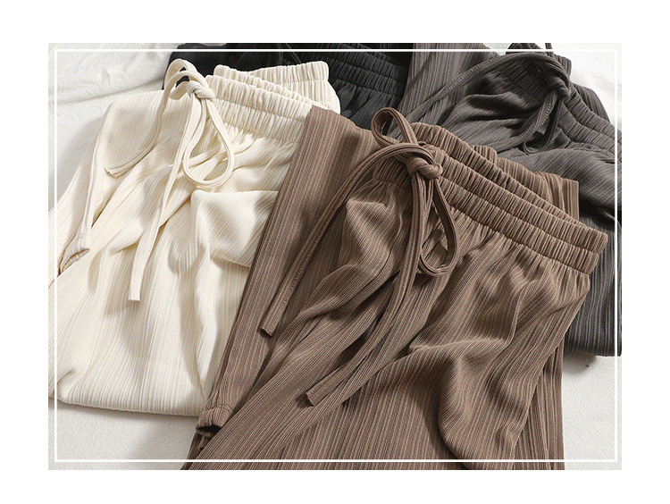 150小个子夏季薄款冰丝阔腿裤女垂感八分裤145直筒宽松白色休闲裤详情3