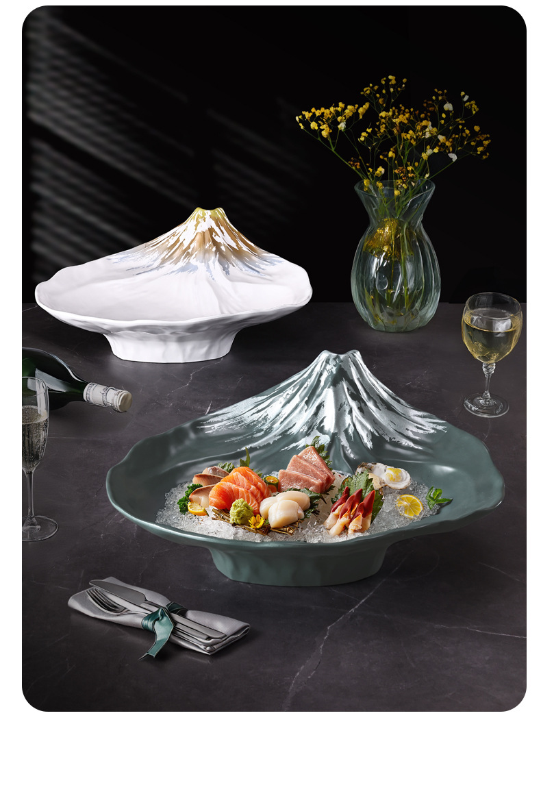 Melamine dry ice plate, hot pot tableware, creative hotel restaurant seafood, high-end oversized salmon sashimi plate pic 13