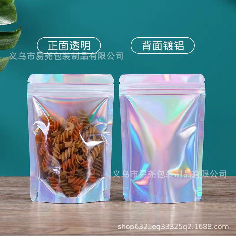 Yiwu Laser Phantom Color self-standing and Self-sealing bags, Yin-Yang aluminum foil bags, mobile phone cases, beauty and accessory packaging bags wholesale pic 17