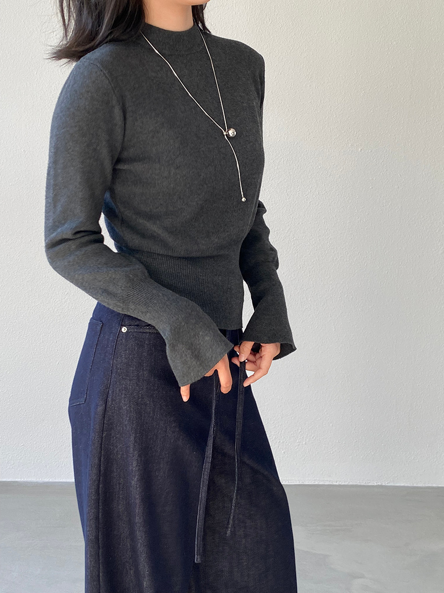 Jiangzuo [Winter Daylight] Korean-style semi-high neck flared sleeve knitted sweater for women to slim their waisted waist in winter 3012 pic 33