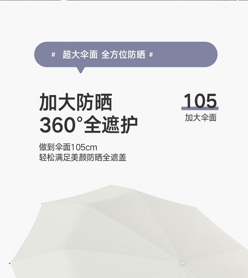 新款三折10骨自动雨伞黑胶莫兰迪色太阳花手柄遮阳礼品伞加印logo详情25