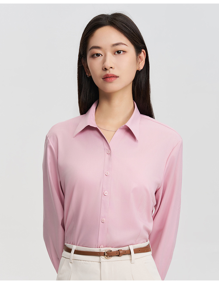 衬衫男士竹纤维口袋长袖春夏季免烫透气凉感职业女正装白衬衣批发详情8