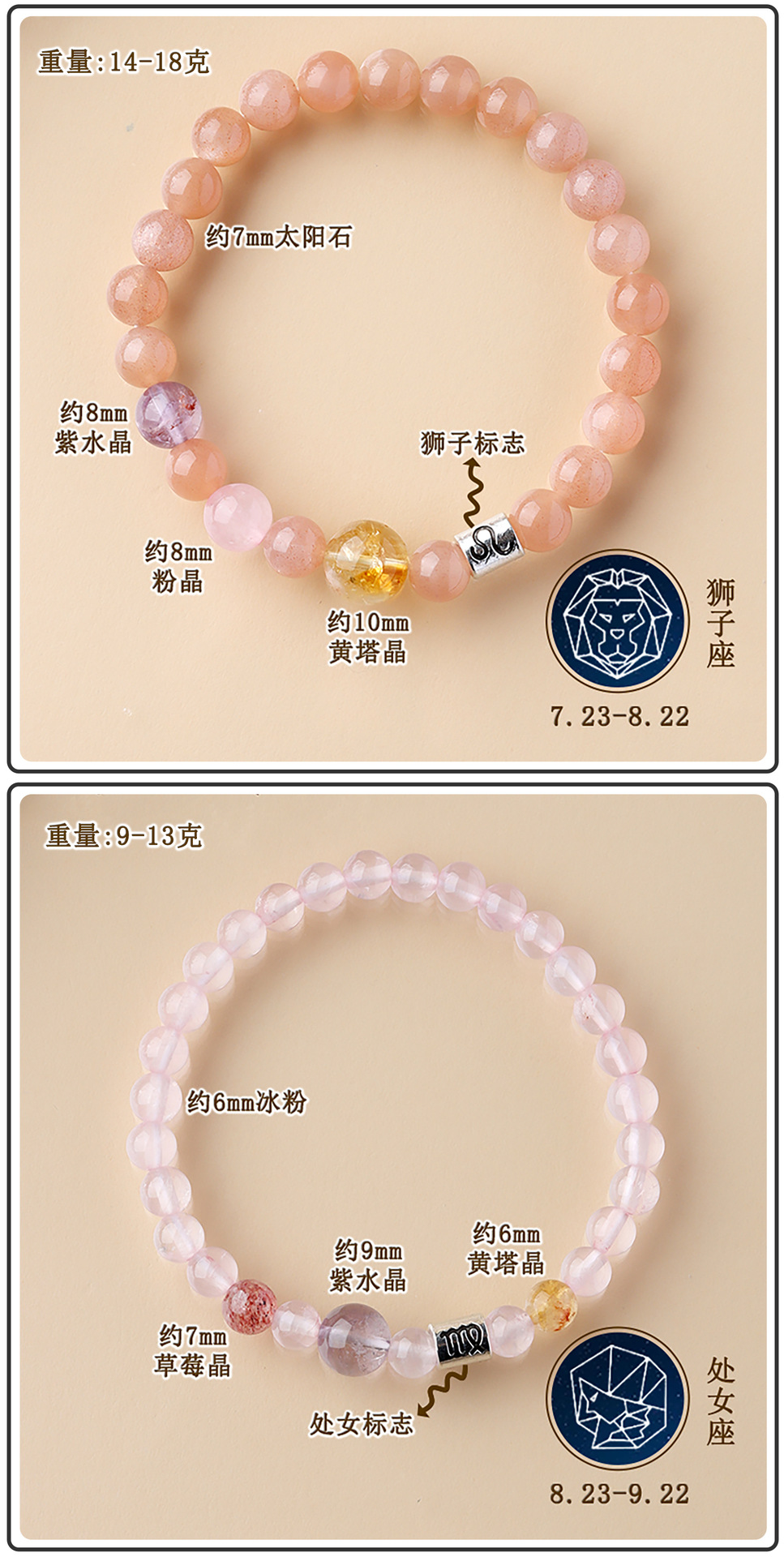 Wholesale natural crystal multi-treasure zodiac sign bracelets, original cross-border trade, new bestseller for women on Xiaohongshu pic 7