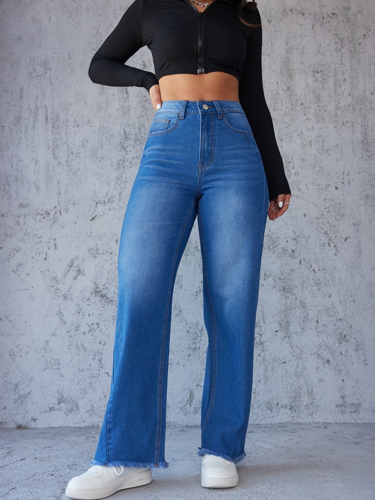 Independent store cross-border Amazon 2024 summer European and American fashion slimming style straight wide-leg jeans without elasticity pic 9