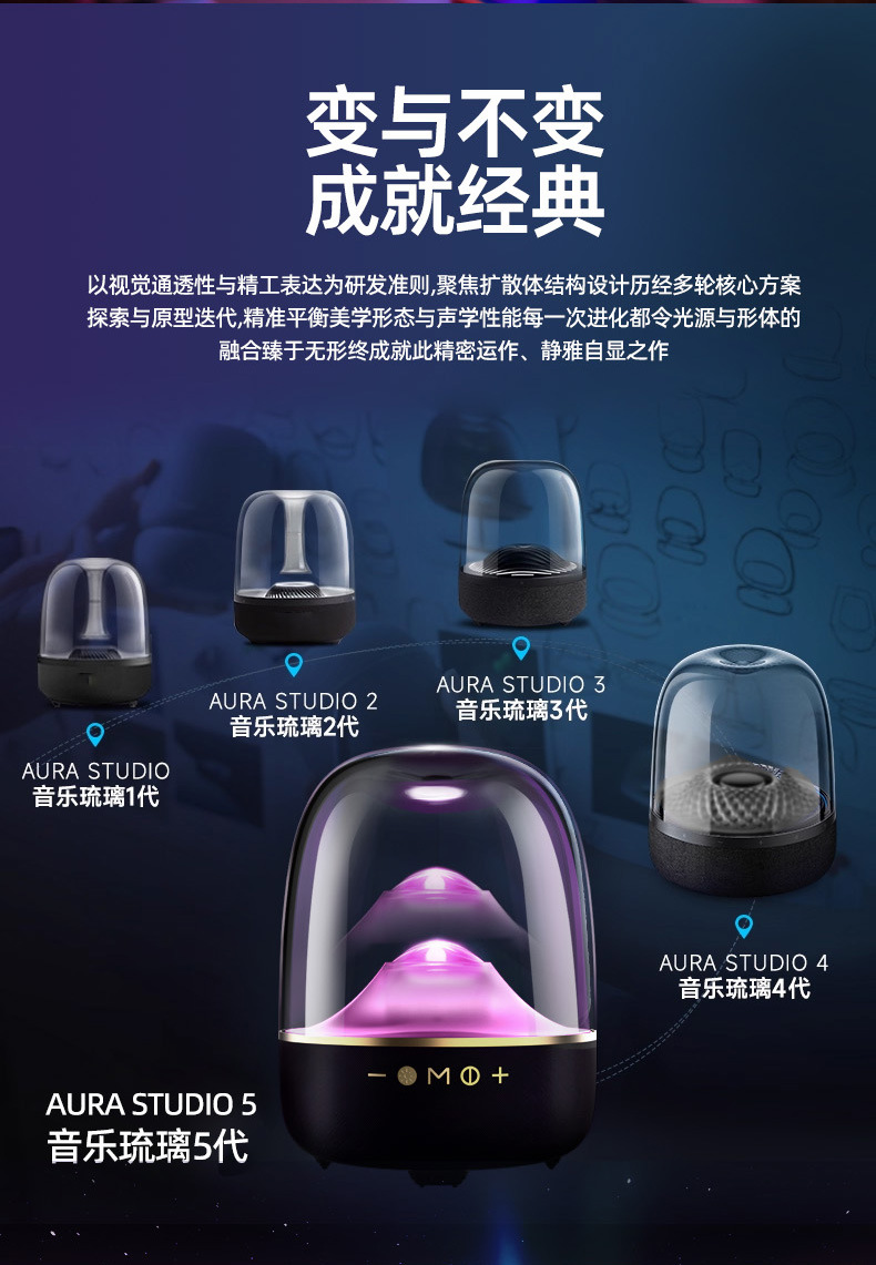 MF100 Harman Kardon Glass 5th Generation Wireless Bluetooth Speaker, desktop subwoofer, high-power Bluetooth speaker pic 1