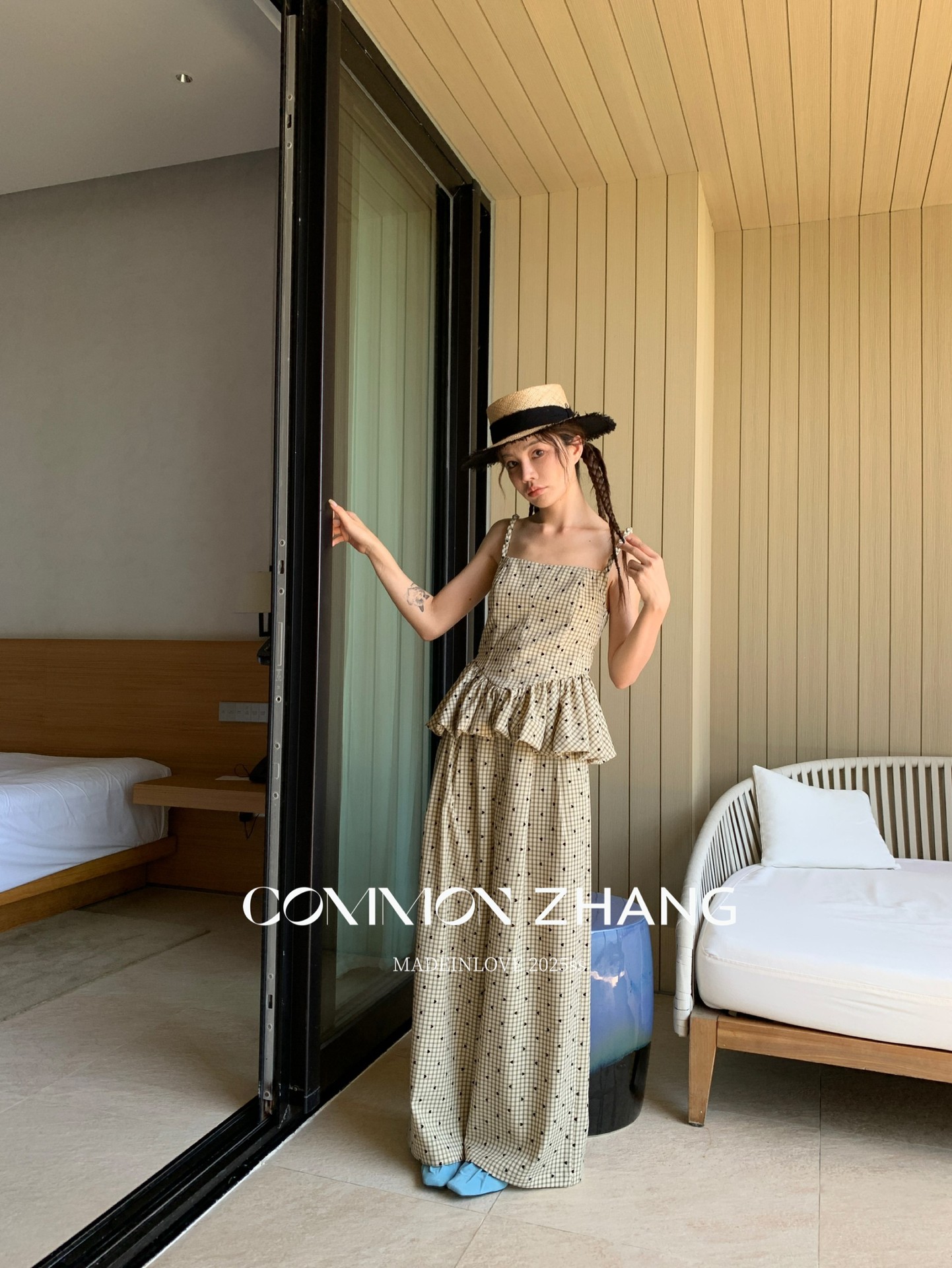 CZ ZHANG Summer Korean stylish striped checkered polka dot drape floor-length wide-leg versatile casual pants A24286 pic 18