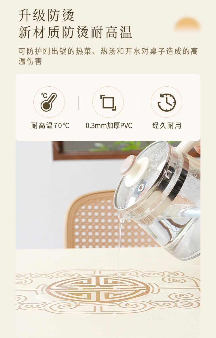2024新款高级轻奢桌布防水防油防烫免洗PVC简约餐桌布桌布茶几布详情31