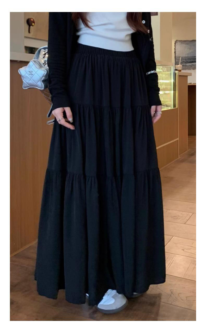 粉色半身裙女春秋夏季2024新款高腰显瘦a字长裙小个子蓬蓬蛋糕裙详情6