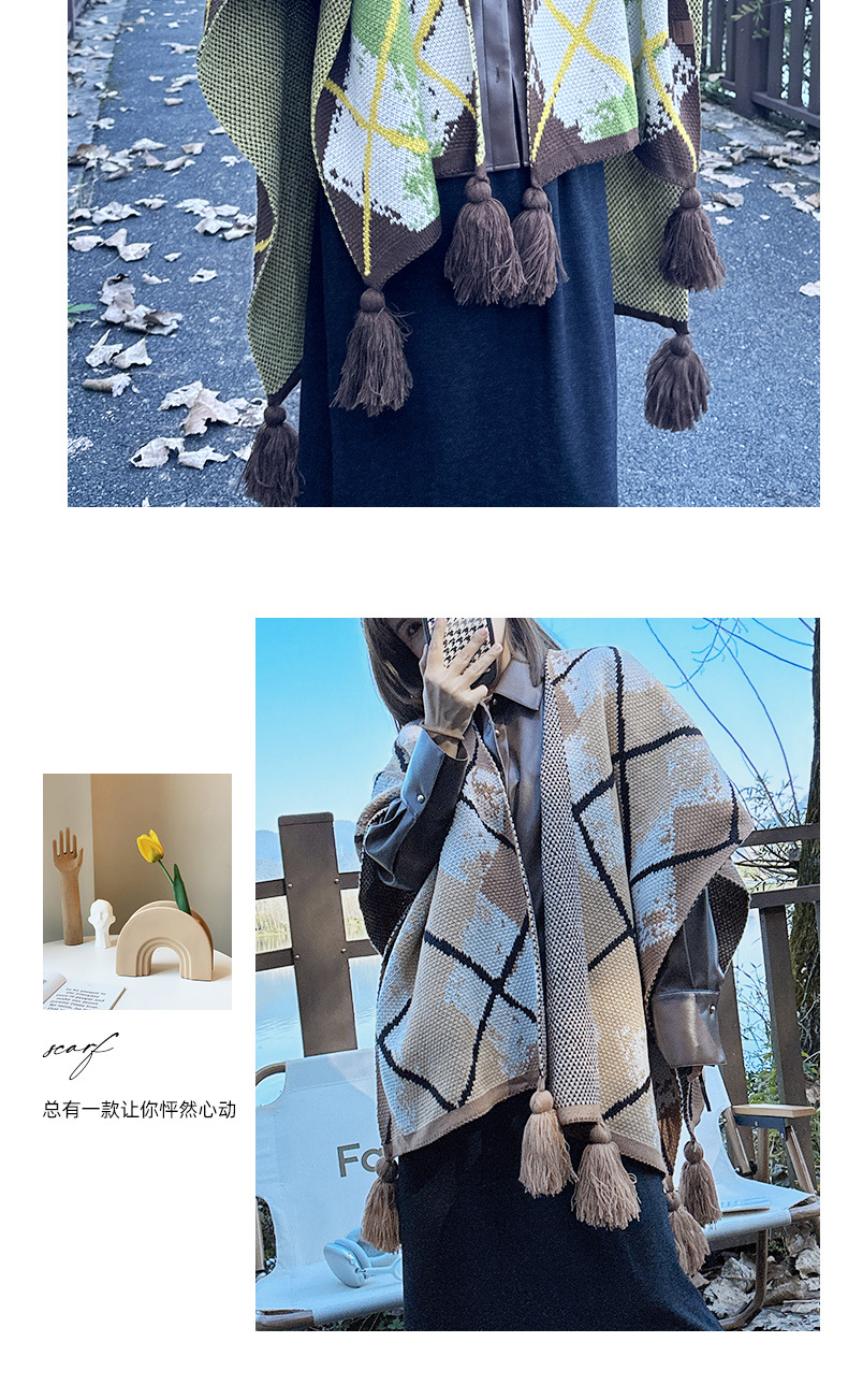 民族风旅游披肩纯色仿羊绒大斗篷外搭保暖围巾加厚披风开叉大披肩详情8