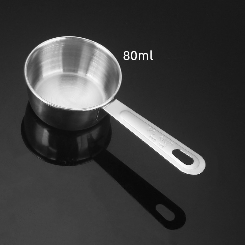 A set of 4 stainless steel measuring cups with scales, dessert coffee milk powder measuring spoons, baking utensils, 60ml-235ml pic 13