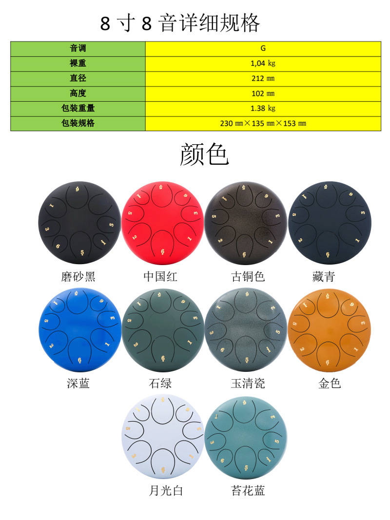 Hollow Drum 6/6.8/8/10/12/13 inch Forget Worry Drum Steel Tongue Drum Color Hollow Worry-free Drum Percussion instrument hand disc pic 11