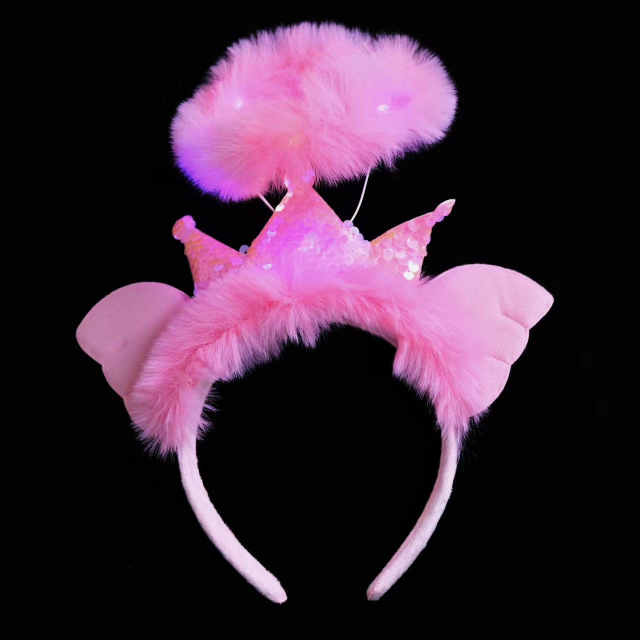New trendy fairy cute glowing angel sequin headband headwear, girls take photos glowing event party pic 9