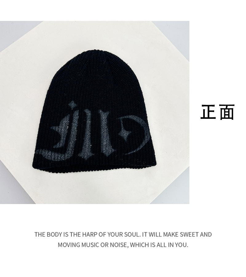 2025 New Korean-style sweet and cool Japanese-style letter cold cap, niche fashion, face-enhancing small ear-protecting knitted cap for winter pic 7