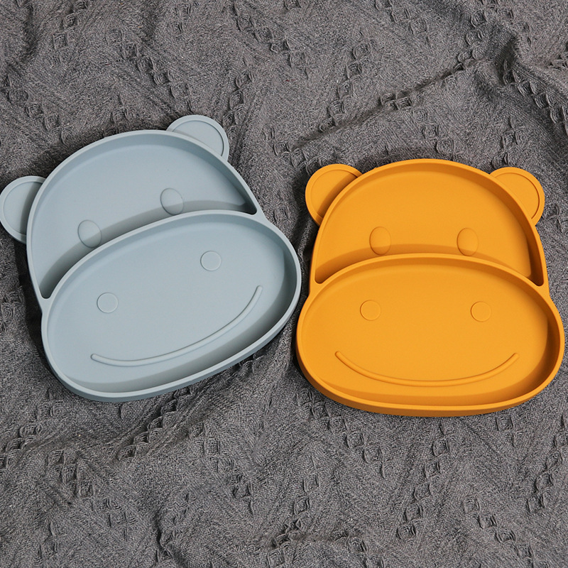 硅胶餐盘一体式儿童餐具分格硅胶碗婴儿吸盘碗喂养餐具学吃饭套装详情7