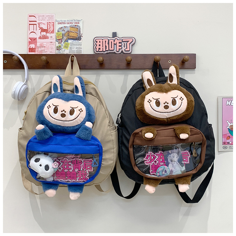 可爱拉布布少女双肩包新款卡通创意玩偶背包萌趣软妹休闲学生书包详情39
