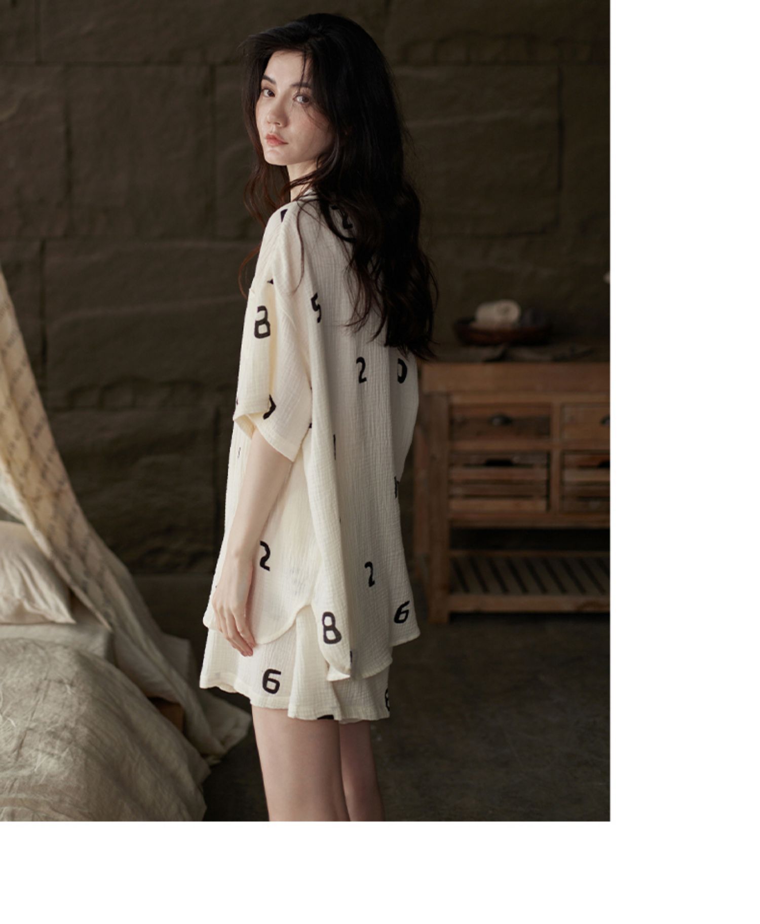 Ins-style letter-printed short-sleeved pure cotton yarn pajamas for women, new summer cardigan, shorts, home wear and casual set pic 12