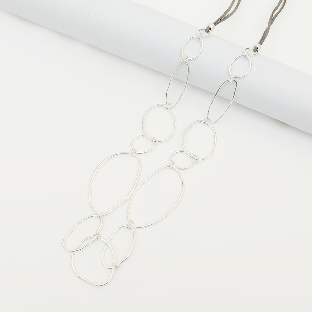 外贸新款女士项链欧美热销夸张风格链条简约单层个性饰品毛衣项链详情4