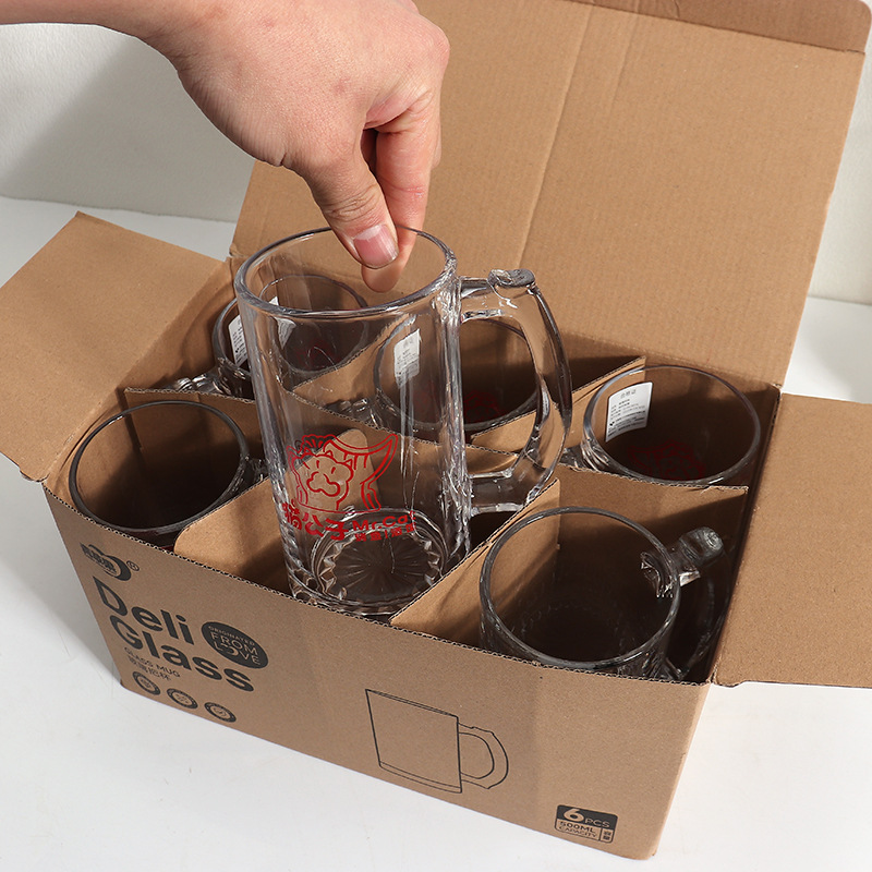 Wholesale beer mugs, large-capacity glass cups, heat-resistant belts, thickened water cups by 0.4, beer mugs, draft beer juice cups pic 18
