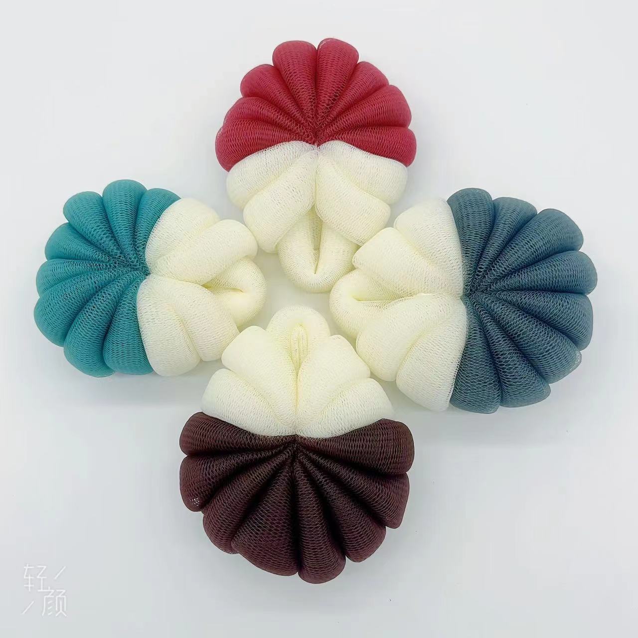 纯彩乌龟球沐浴条家用洗澡沐浴球搓澡巾搓背条起泡网浴球花详情17