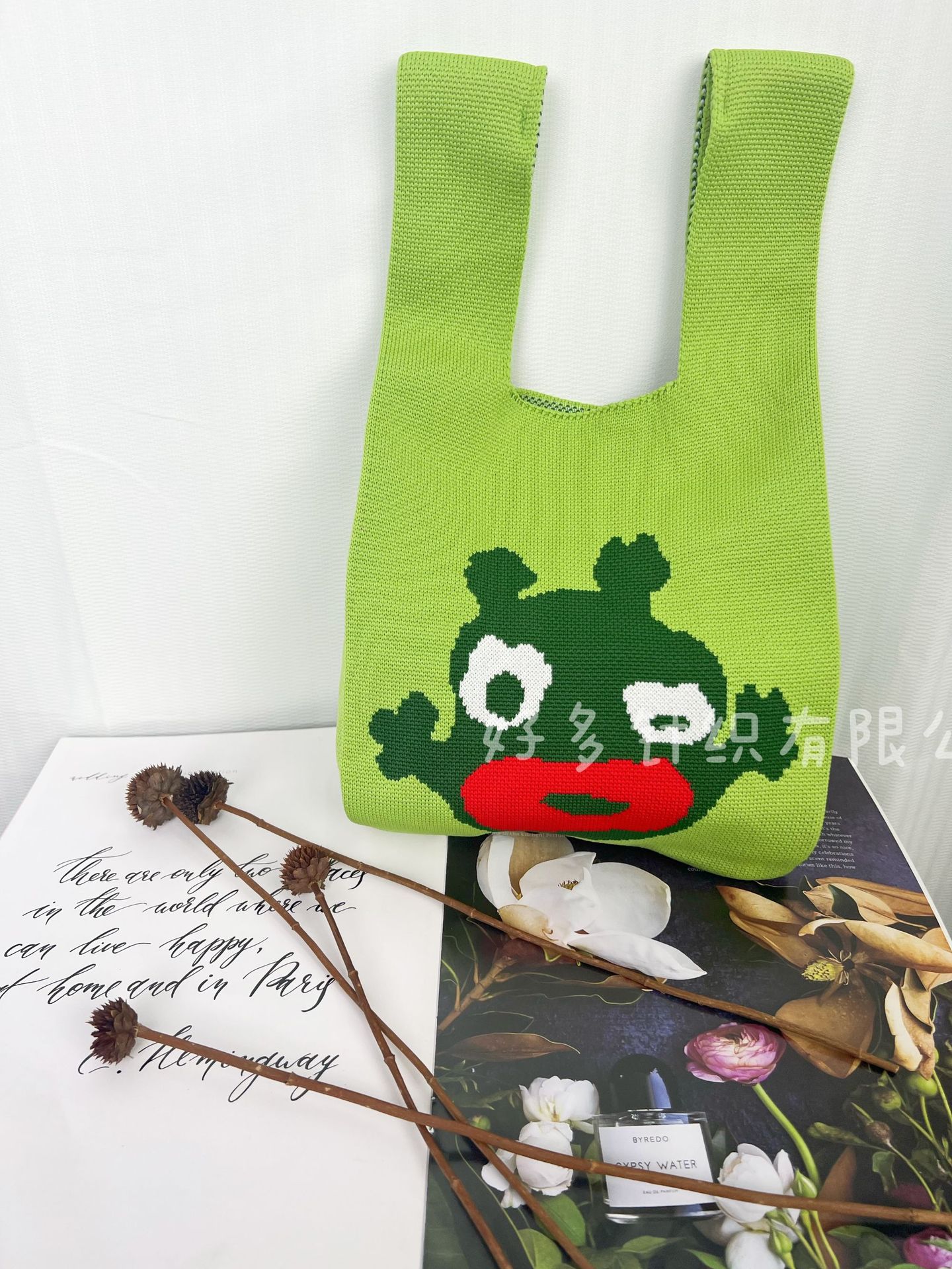 新款飞织包手提包女针织毛线水桶包日韩百搭手拎休闲托特包盒饭袋详情14